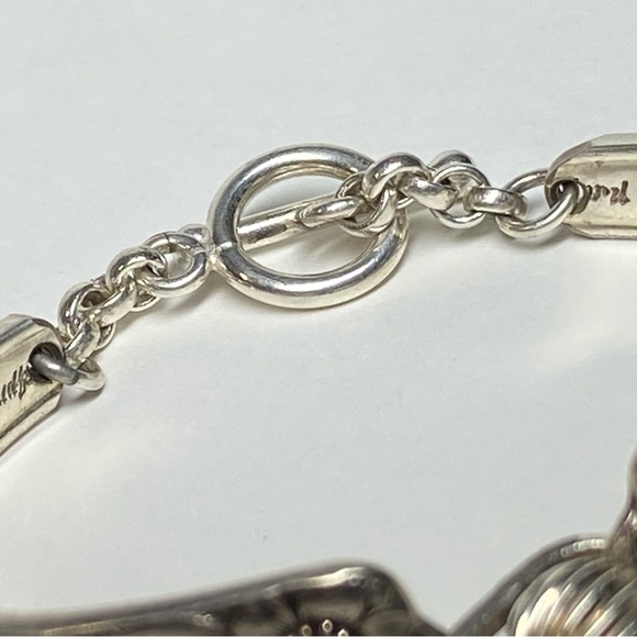 Vintage Sterling Silver Spoon Bracelet April with Spinning Bead - Picture 5 of 7